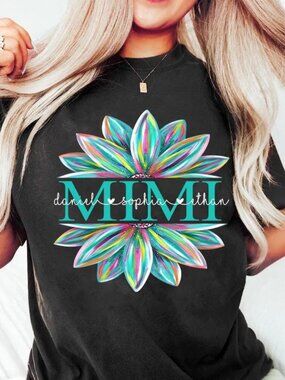 Custom Grandma Mimi Colorful Sunflower Shirt, Personalized Grandkids Name Tee